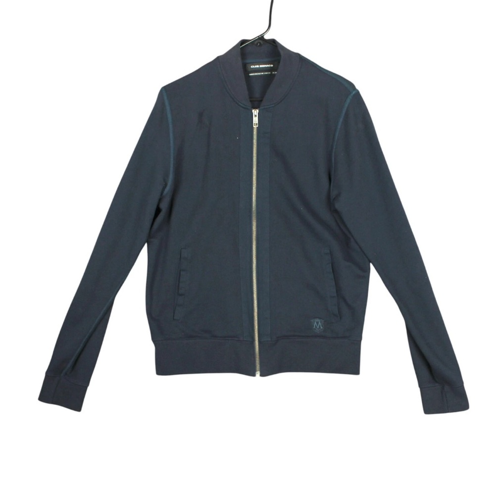 Club Monaco Full Zip Men Jacket Size M Lightweight Relaxed Fit Casual Navy Blue